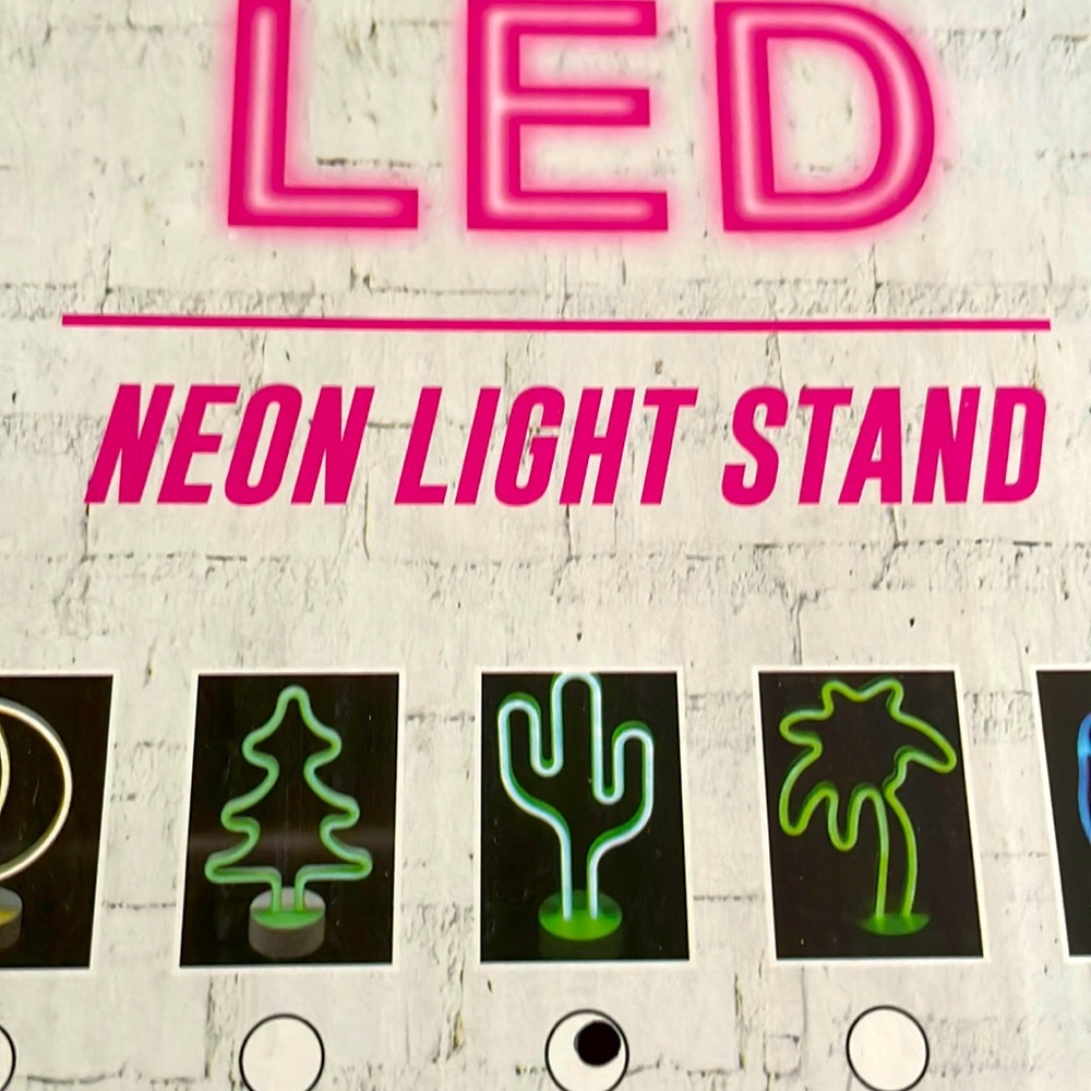 NIB LED neon cactus light stand